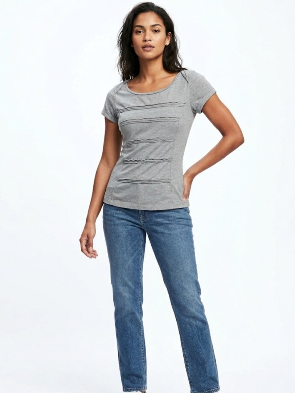 Mexx Heather Gray Seam Detail Tee – Size L | Casual Cool Vibes